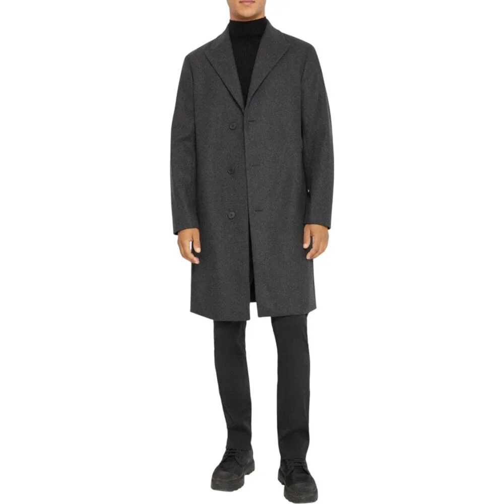 NWT THEORY Wool Cashmere Long Coat Delancey Double Faced Tailored Grey Winter - Picture 15 of 16